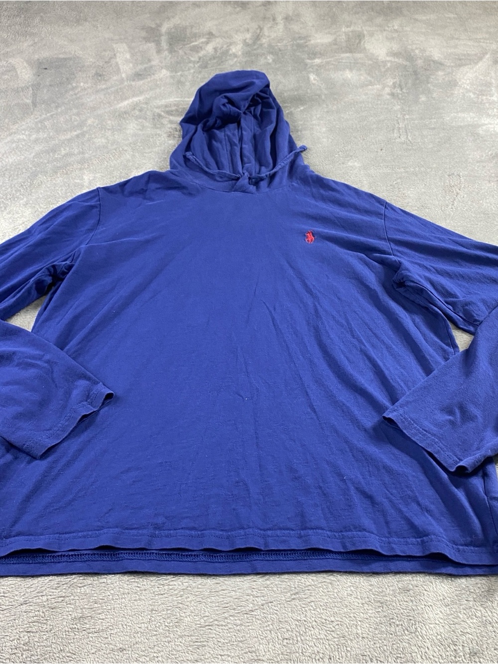Polo Ralph Lauren Men's Large Navy Blue Long Sleeve Hooded Pullover T-Shirt Fall
